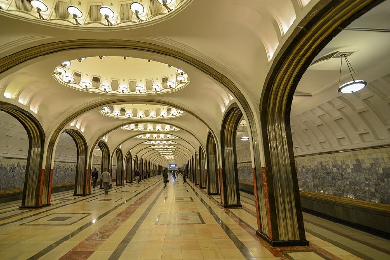 Mayakovskaya metro station Stalinist architecture 19778548410