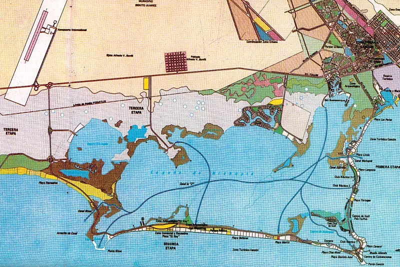 坎昆1970年原始總體規劃地圖。