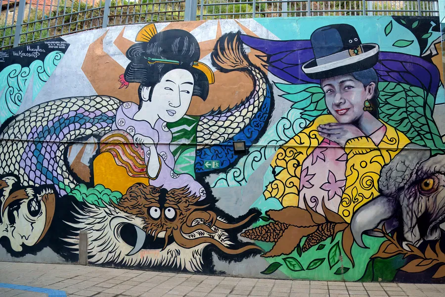 Mi Teleférico 纜車系統旁的塗鴉，在這裡總是能發現特別的圖案