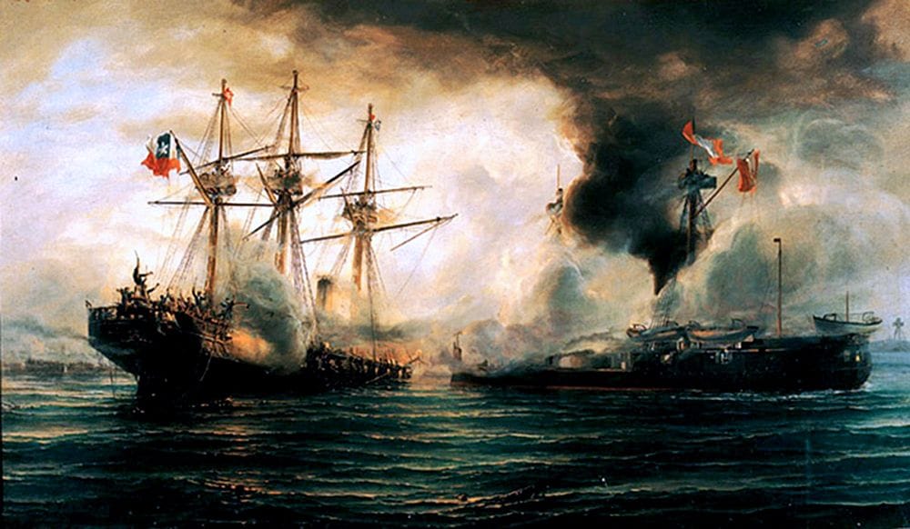 硝石戰爭，也稱太平洋戰爭 (War of the Pacific, 1879–1883)。這次戰爭中，秘魯和玻利維亞共同對抗智利。最終智利由獲勝，奪得原本屬秘魯的塔拉帕卡省(Tarapacá)和阿里卡省(Arica)，以及玻利維亞的濱海省（Litoral）。自此之後，玻利維亞失去出海口，成為內陸國。
